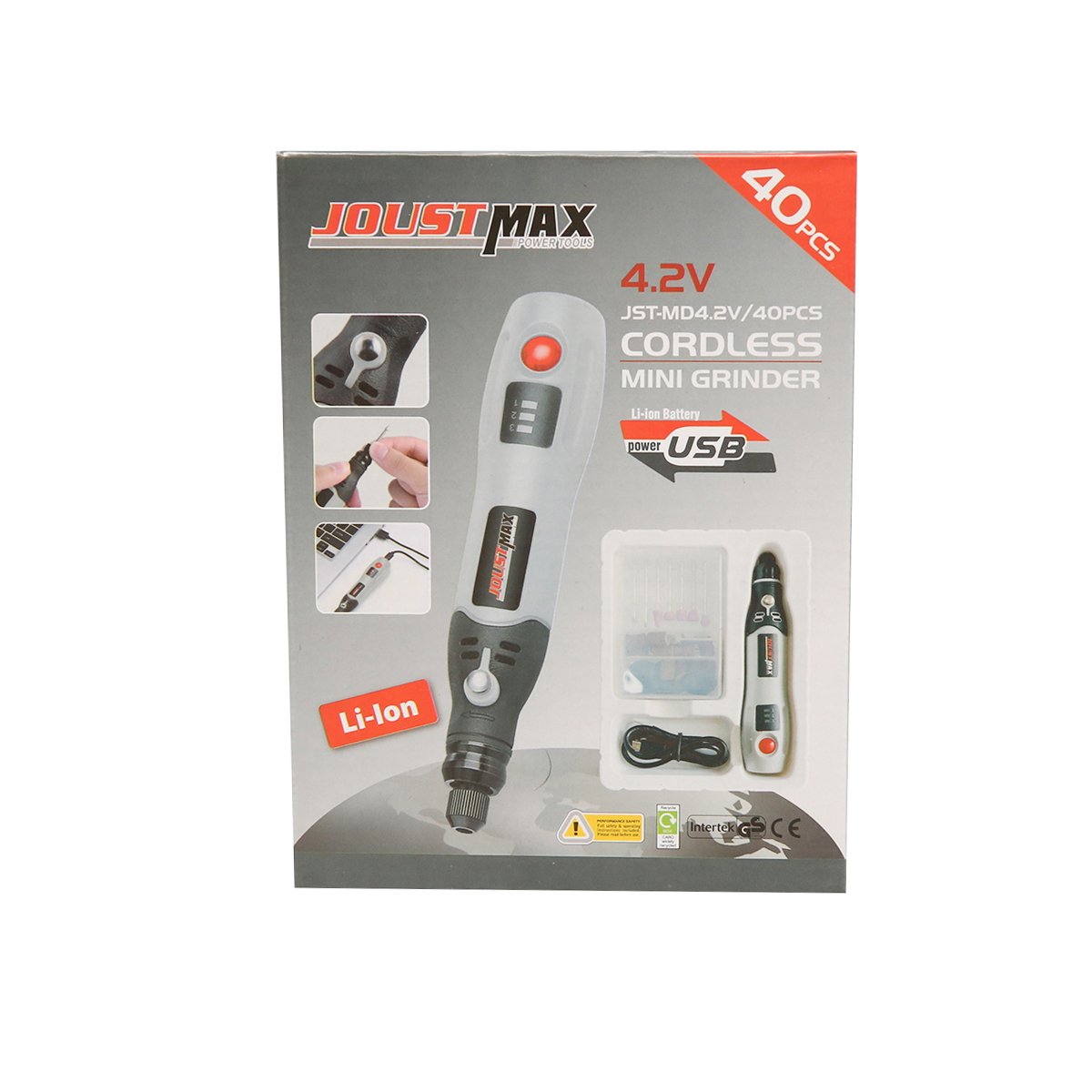 Mini polizor drept cu acumulator 4.2V 600mAh, 15000rpm cu 40 accesorii Joustmax